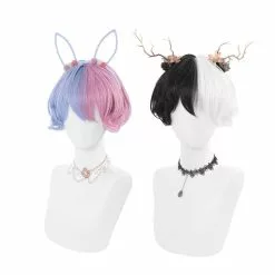Cosplay Clans Women Fashion Wig Red Blue Black White Short Lolita Wigs