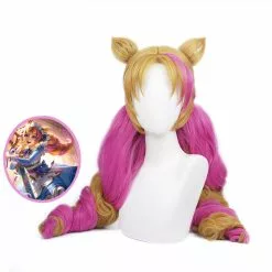 Cosplay Clans Game LOL Cafe Cutie Gwen Red & Blonde Twist Braid Cosplay Wigs With Ears