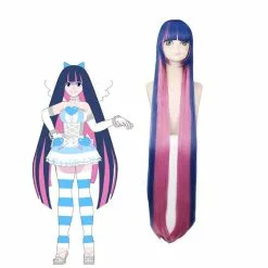 Cosplay Clans Panty & Stocking With Garterbelt Stocking Blue Mixed Red 120cm Long Straight Cosplay Wigs