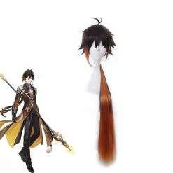 Cosplay Clans Game Genshin Impact Zhongli Dark Brown Long Cosplay Wigs