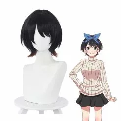 Cosplay Clans Anime Rent-A-Girlfriend Ruka Sarashina Short Black Gradient Brown Cosplay Wigs