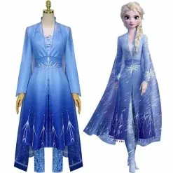 Cosplay Clans Movie Frozen 2 Elsa Snow Princess Dress Fullset Cosplay Costumes