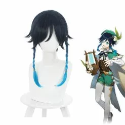 Cosplay Clans Game Genshin Impact Venti Gradient Blue Braided Cosplay Wig