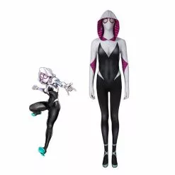 Cosplay Clans Movie Spider-Man: Into The Spider-Verse Gwen Stacy Spiderman Cosplay Costume Jumpsuit With Free Headgear