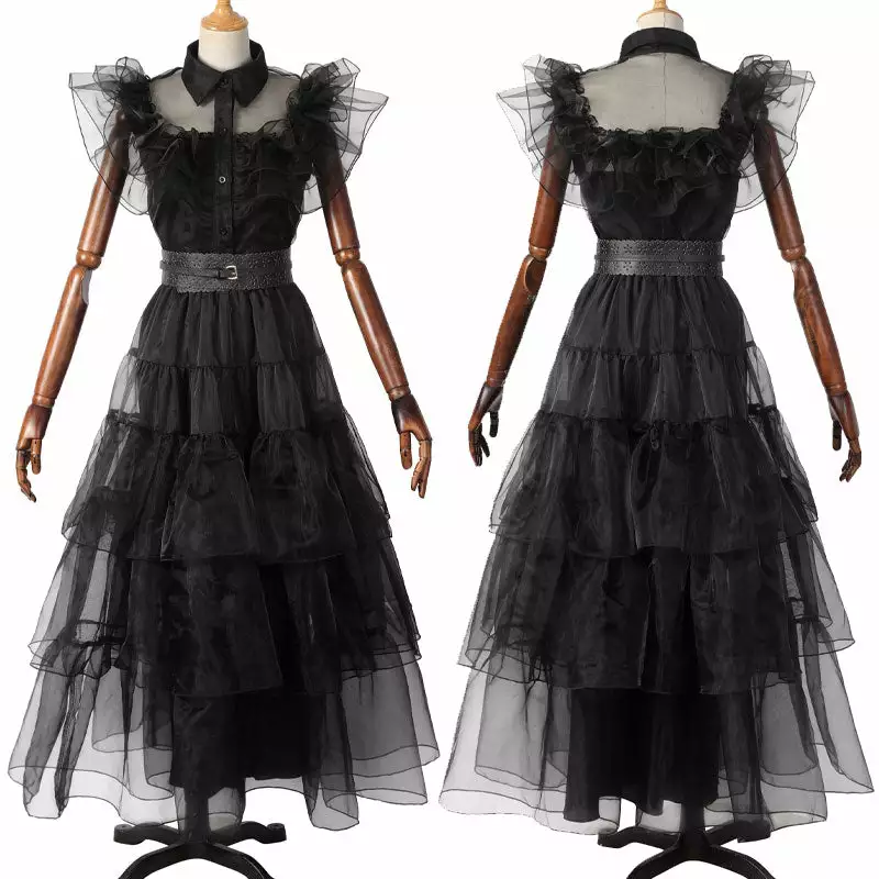 Cosplay Clans The Addams Family Wednesday Addams Iconic Dance Scenes Cosplay Costumes 3 Cosplay Clans The Addams Family Wednesday Addams Iconic Dance Scenes Cosplay Costumes