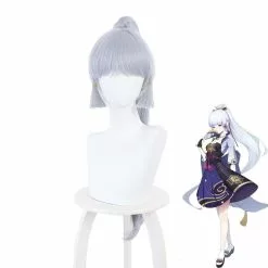 Cosplay Clans Game Genshin Impact Kamisato Ayaka Light Gray Blue Ponytail Cosplay Wigs