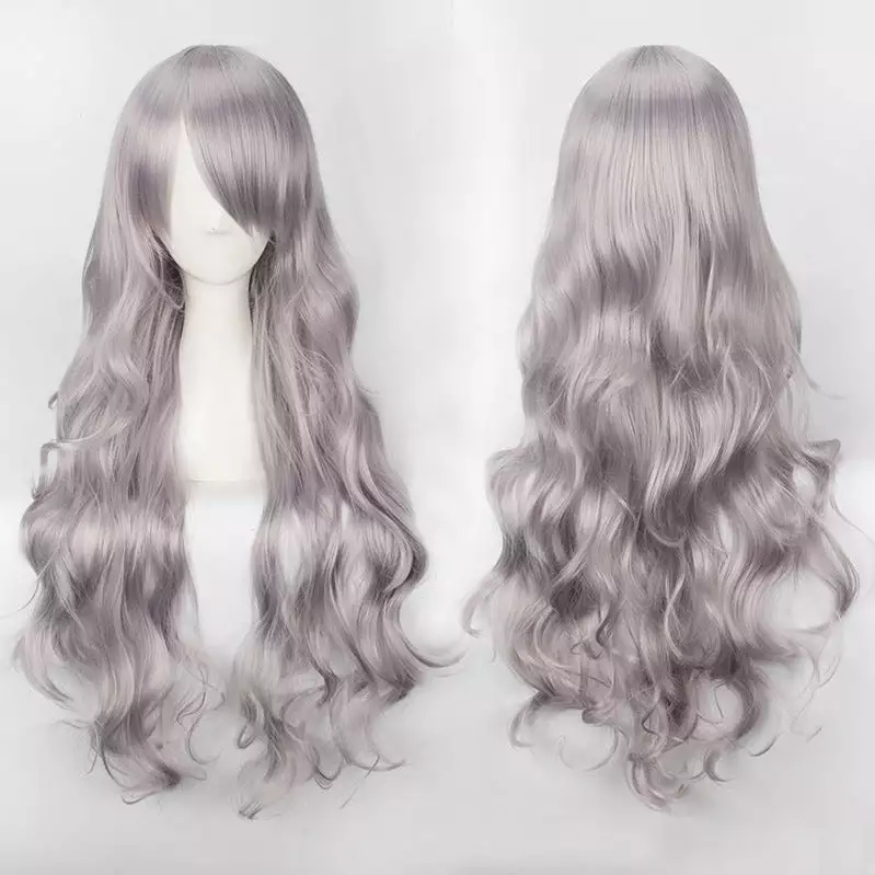 Cosplay Clans Women Wavy Sweet 80cm Long White And Gray Lolita Fashion Wigs With Bangs 6 Cosplay Clans Women Wavy Sweet 80cm Long White And Gray Lolita Fashion Wigs With Bangs - Image 4