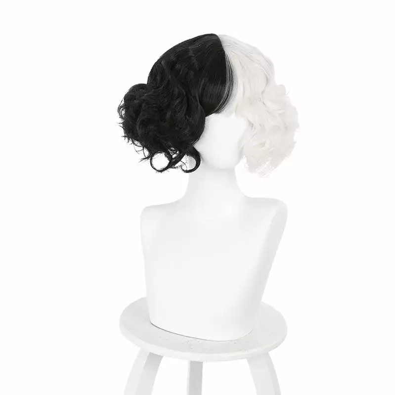 Cosplay Clans Movie Cruella Cruella De Vil Black White Bangs Curly Cosplay Wigs 4 Cosplay Clans Movie Cruella Cruella De Vil Black White Bangs Curly Cosplay Wigs - Image 2