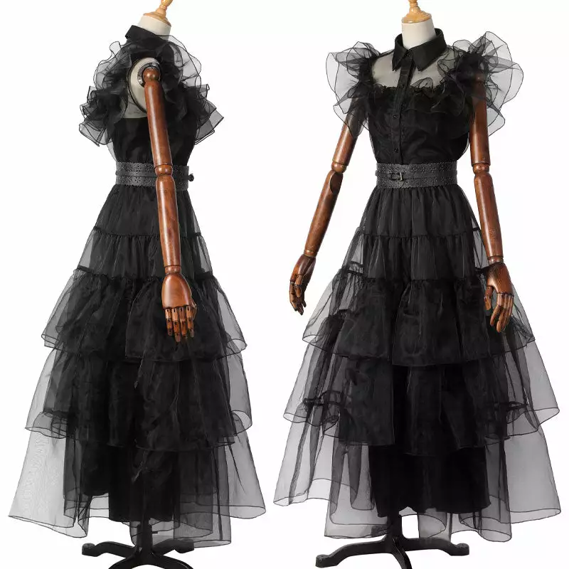 Cosplay Clans The Addams Family Wednesday Addams Iconic Dance Scenes Cosplay Costumes 4 Cosplay Clans The Addams Family Wednesday Addams Iconic Dance Scenes Cosplay Costumes - Image 2