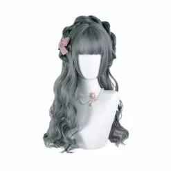 Cosplay Clans Women Fashion Long Gray Wavy Sweet Bangs Lolita Wig
