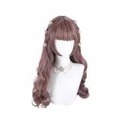 Cosplay Clans Women Fashion Long Red Wavy Sweet Bangs Lolita Wigs