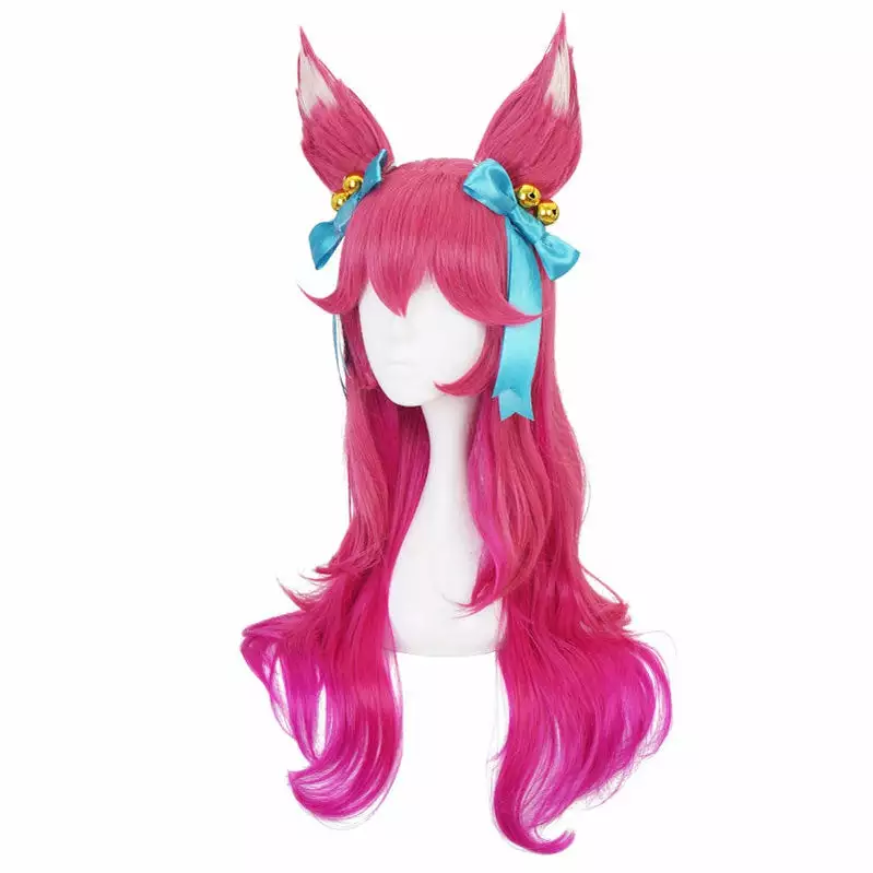 Cosplay Clans Game LOL Spirit Blossom Skin Ahri 80cm Long Red Gradient Purple Wavy Cosplay Wigs With Headwear 6 Cosplay Clans Game LOL Spirit Blossom Skin Ahri 80cm Long Red Gradient Purple Wavy Cosplay Wigs With Headwear - Image 4