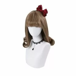 Cosplay Clans Women Fashion Short Brown Curls Sweet Bangs Lolita Wig