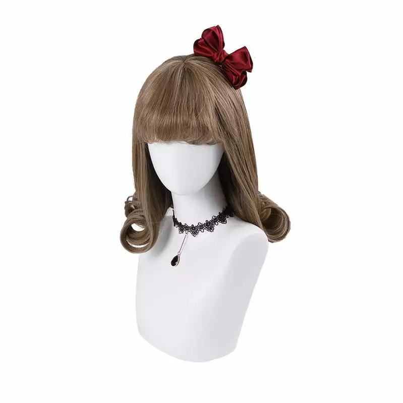 Cosplay Clans Women Fashion Short Brown Curls Sweet Bangs Lolita Wig 3 Cosplay Clans Women Fashion Short Brown Curls Sweet Bangs Lolita Wig