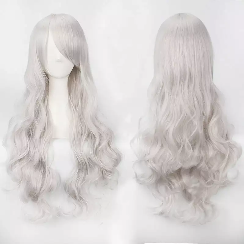 Cosplay Clans Women Wavy Sweet 80cm Long White And Gray Lolita Fashion Wigs With Bangs 5 Cosplay Clans Women Wavy Sweet 80cm Long White And Gray Lolita Fashion Wigs With Bangs - Image 3