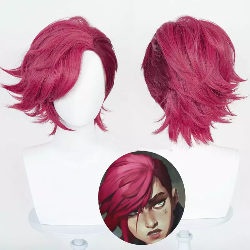 Cosplay Clans Game LOL Arcane Vi Short Rose Red Cosplay Wigs 3 Cosplay Clans Game LOL Arcane Vi Short Rose Red Cosplay Wigs