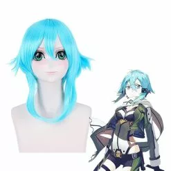 Cosplay Clans Anime SAO GGO Gun Gale Online Asada Shino Short Blue Cosplay Wigs