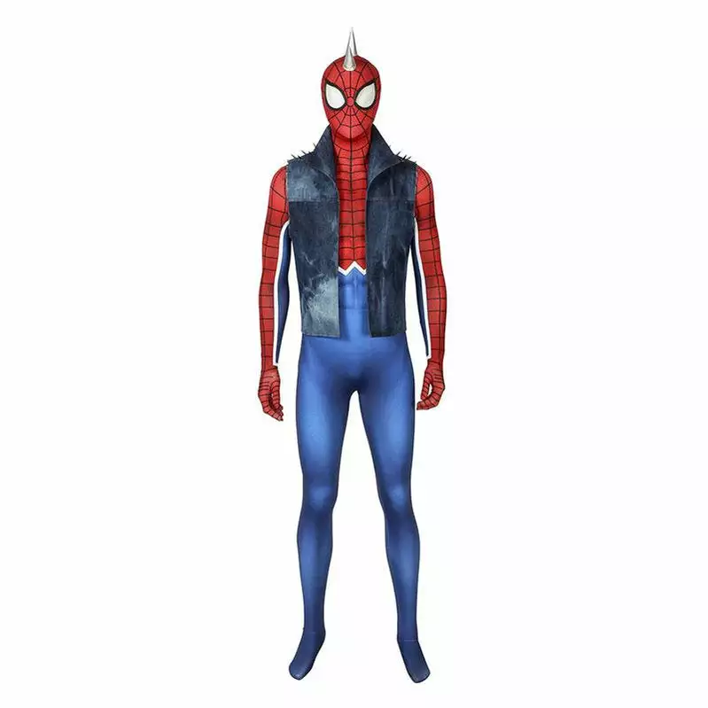 Cosplay Clans Spider-Man PS4 Peter Parker Spiderman Punk Rock Elastic Force Jumpsuit Cosplay Costume With Headgear And Vest Jacket 3 Cosplay Clans Spider-Man PS4 Peter Parker Spiderman Punk Rock Elastic Force Jumpsuit Cosplay Costume With Headgear And Vest Jacket