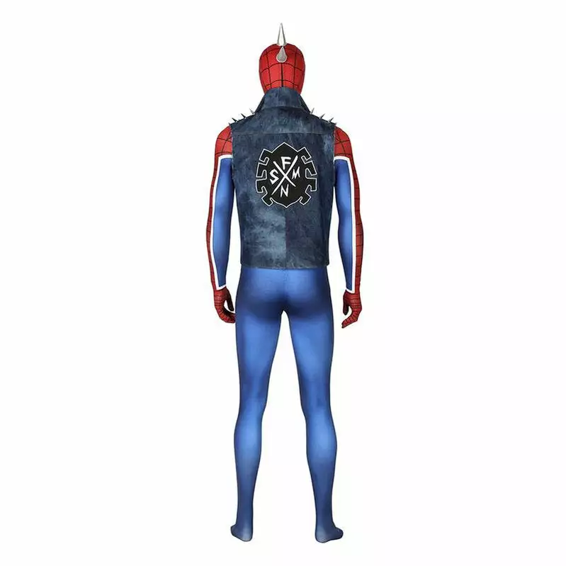 Cosplay Clans Spider-Man PS4 Peter Parker Spiderman Punk Rock Elastic Force Jumpsuit Cosplay Costume With Headgear And Vest Jacket 6 Cosplay Clans Spider-Man PS4 Peter Parker Spiderman Punk Rock Elastic Force Jumpsuit Cosplay Costume With Headgear And Vest Jacket - Image 4