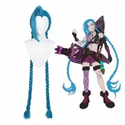 Cosplay Clans Game LOL League Of Legends Jinx Long Blue Bunches Cosplay Wigs